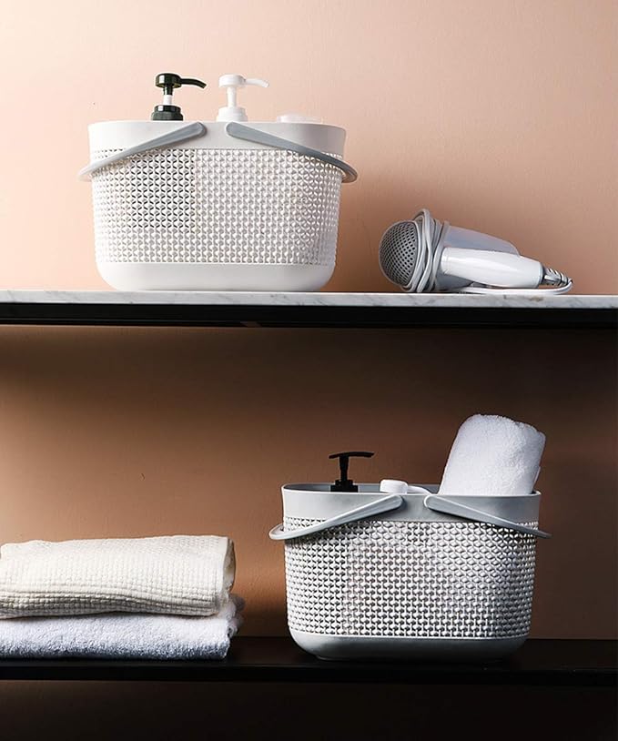 UUJOLY Plastic Portable Shower Caddy Basket, Storage Organizer, Grey, 3Pack - Image 3