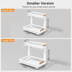 PXRACK Under Sink Organizer, Adjustable Height, 2 Tier Pull Out Under Cabinet Organizer, Slide Out Thickened Metal Under Sink Storage for Kitchen Bathroom Laundry Pantry Cabinet, White, Small-2-Pack - Image 2