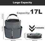 Cleaning Caddy with Handle, Cleaning Products Organiser, 17L Foldable Storage Basket, Cleaning Caddy Organiser, Portable Multi Cleaning Bucket Bag for Home, Garden (Dark Grey) - Image 4