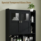 Vabches Over The Toilet Storage Cabinet with Doors and Shelves, Black - Image 6
