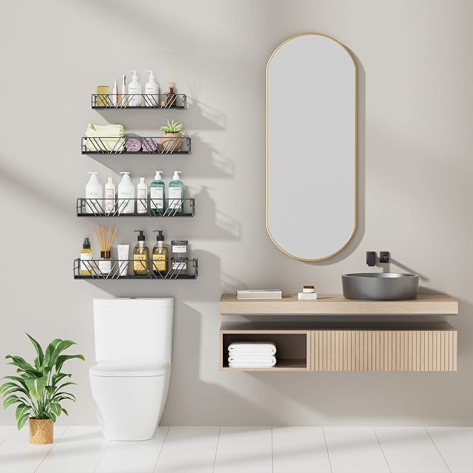 Amaoot Floating Shelves for Wall Set of 4, Wall Shelf Wood Floating Shelf - Image 4