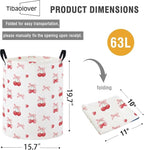 Baby Laundry Basket Baby Nursery Hamper Kids Laundry Basket Toy Storage Bin for Boys Room Decor Gift Baskets for Bedroom Bathroom(Cherry) - Image 2