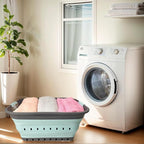 SAMMART 42 (11 Gallons) Collapsible Plastic Laundry Basket, Foldable Pop Up Storage Container/Organizer, Space Saving Hamper, Portable Bin for Dorm Room Bathroom (1, Grey/Lake Green) - Image 5