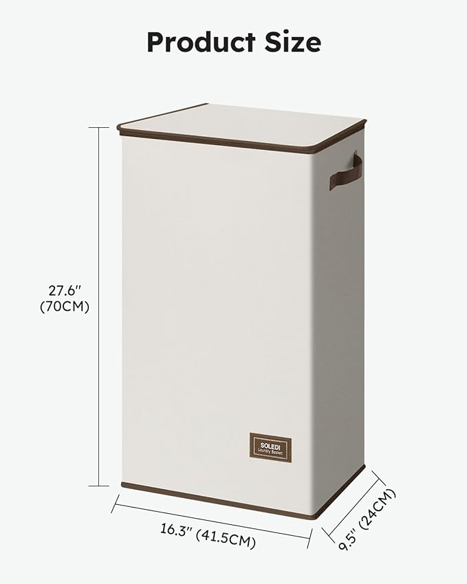 SOLEDI Slim Laundry Basket with Lid, Narrow Laundry Hamper for Small Space - Image 6