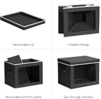 Homsorout Storage Bins with Lids - Small Fabric Organizers with Window, Collapsible Storage Bins for Clothes, Decorative Closet Organizers for Towels, Tshirt, 3 Pack, Black - Image 7