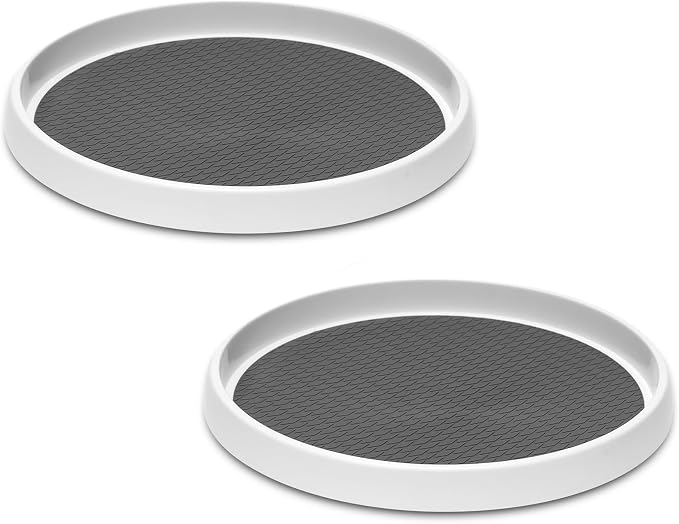 2 Set, 10 Inch Non-Skid Lazy Susan Organizers - Turntable Rack for Cabinet, Pantry Organization and Storage, Kitchen, Fridge, Bathroom Makeup Vanity Countertop, Under Sink Organizing, Spice Rack - Image 9