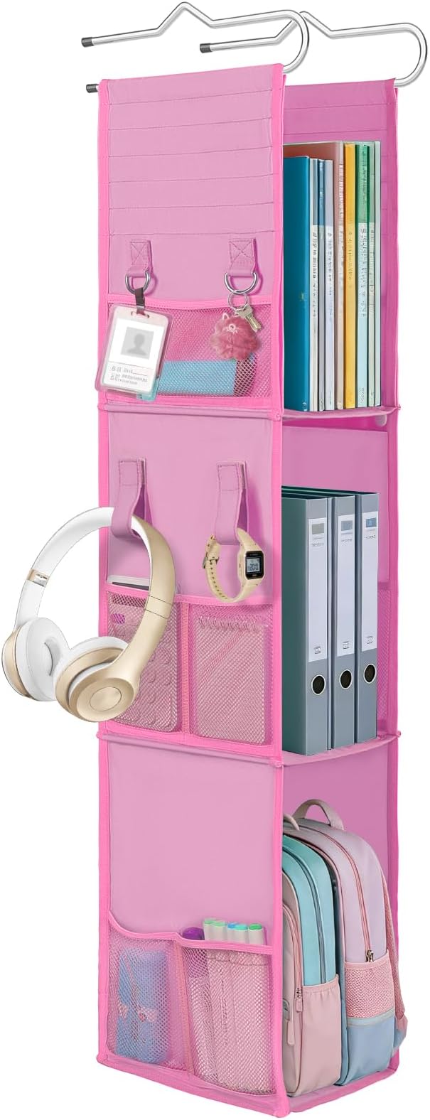 LOVEGRASS 3 Shelf Locker Organizer, Locker Shelf with Side Pockets, Pink by LOVEGRASS