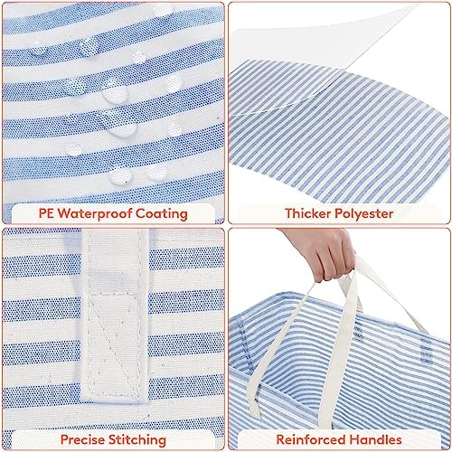 Lifewit 2 Pack Laundry Basket 100L Each, Collapsible Clothes Hamper with Reinforced Handles, Freestanding Waterproof Design for Bedroom and Laundry Room, Blue 200L Total - Image 6