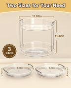 INCOSTAR 3 Pack Clear Lazy Susan Turntable 9'' & 11.8'' for Cabinet - Image 2
