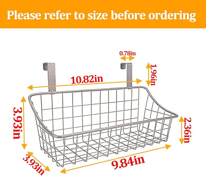 LeleCAT Basket with hook Grid Storage Basket,Hang it behind a door or on a railing,Over the Cabinet Door,Champagne Gray,2 Pack - Image 2
