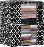 Storage Bags 100L 2Pack Clothes Organization and Storage Containers | Large Blanketfor Bedding, Comforters, Foldable Organizer with Reinforced Handle, Clear Window, Sturdy Zippers, Black by WiseLife