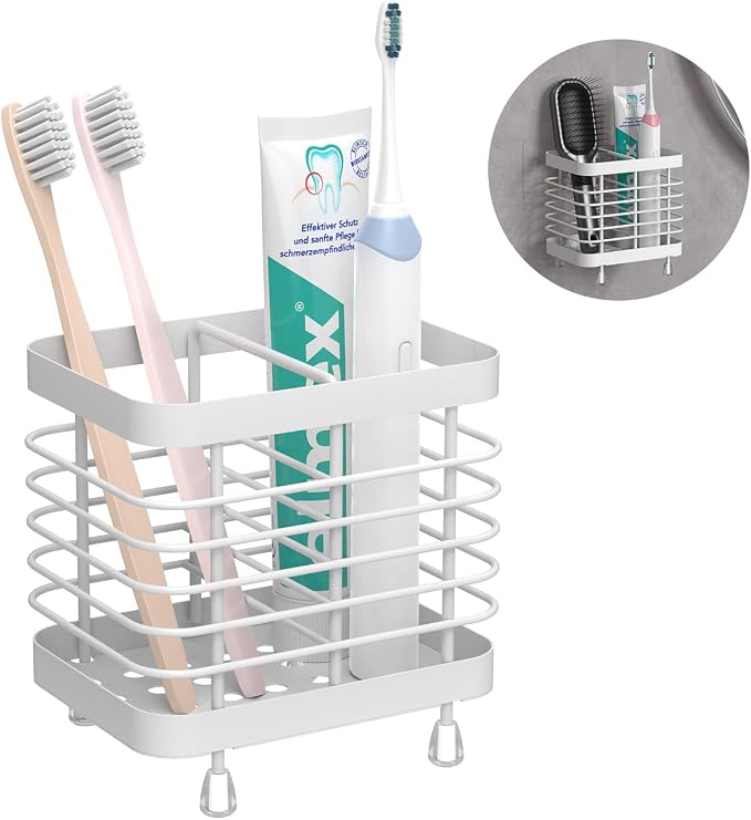 Luxspire Toothbrush Holders for Bathroom, Stainless Steel, 2 Slots, White - Image 9