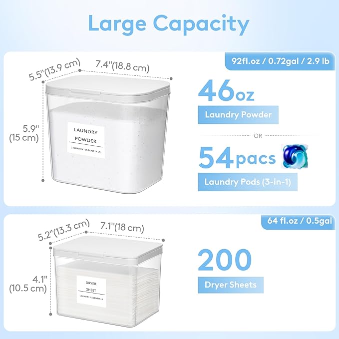 Lifewit Laundry Pods Container with Pop-up Lid, 0.72+0.5 gal, 3 Pcs - Image 4