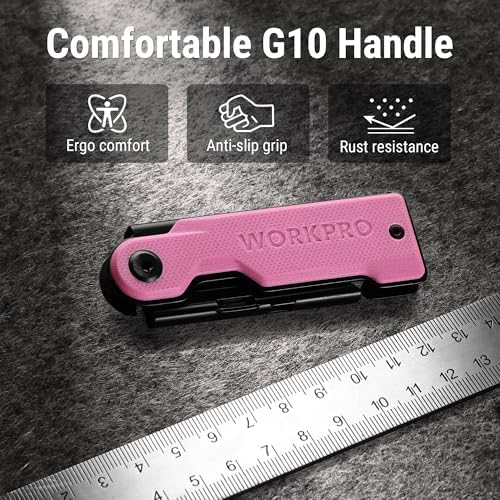 WORKPRO Folding Utility Knife, G10 Handle, Pink - Image 2
