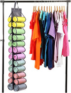 Legging Storage Bag Storage Hanger Can Holds 24 Leggings or Shirts Jeans Compartment Storage Hanger, Foldable Leggings Organizer Clothes Portable Closets Roll Holder(Grey) - Image 5