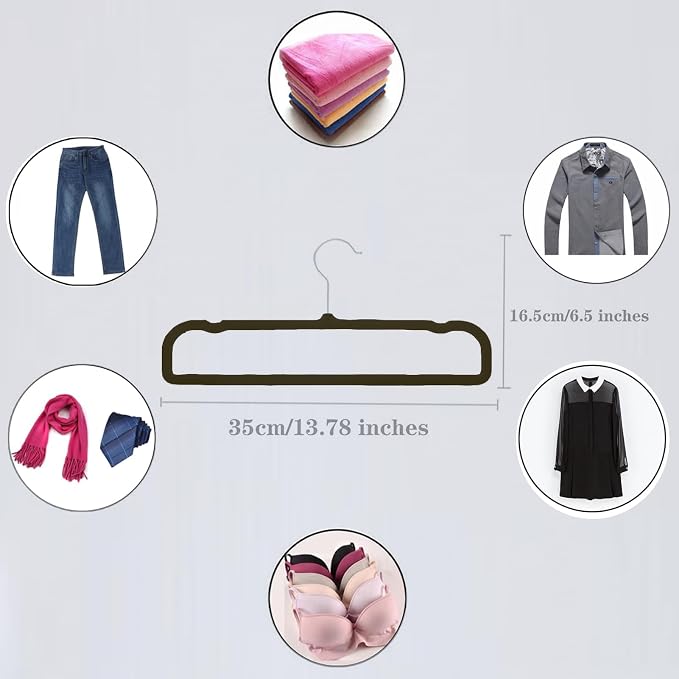 20 Pack Velvet Pants Hangers for Closet Space Saving, Thin Hanger (Black) - Image 8