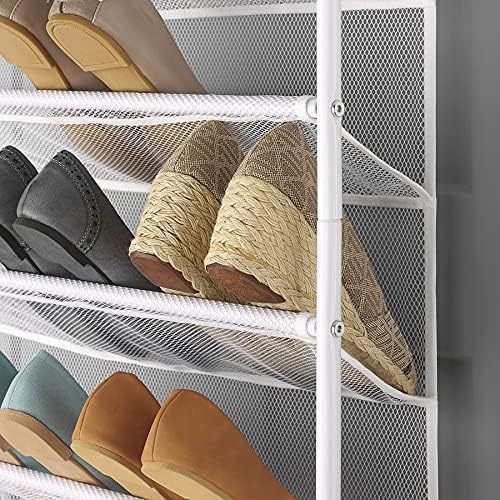 Whitmor 36 Pair Over the Door Shoe Rack, 12 Tier Hanging Shoe Organizer, Heavy Duty Metal & Mesh Shoe Holder, Hanging Shoe Rack for Closet Organizer & Storage, 74" L x 21.7" W x 7.5" H, White - Image 5