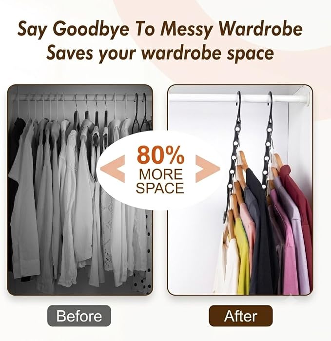 HOUSE DAY Closet Organizers and Storage 8 Pack - Black, Saving Closet Space | Space Saver Hanger Organizer, Closet Organization for Dorm, Apartment, Dorm Room Essentials for Grouping Clothes - Image 2