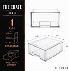 BINO | Stackable Storage Drawers, Small - Clear | THE CRATE COLLECTION | Storage Bins With Drawers | Bathroom Organizers | Under Sink Organizer | Vanity Cabinet Home Organization - Image 3