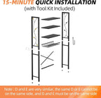 Over-The-Toilet Storage Rack, 4-Tier Bathroom Organizer Shelf Over Toilet with Adjustable Shelf and Basket, Freestanding Space Saver Bathroom Shelves Above Toilet for Room (Pure Black) - Image 9