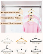 Smartor Clothes Hanger Connector Hooks 60 Pack, Space Saving Hangers | Hanger Add on Hook as Closet Organizer, Stacking Hangers, Cascading Space Saver, Closet Storage and Organization - Black - Image 6