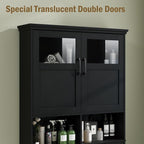 Vabches Over The Toilet Storage Cabinet with Doors & Paper Holder, Black - Image 6