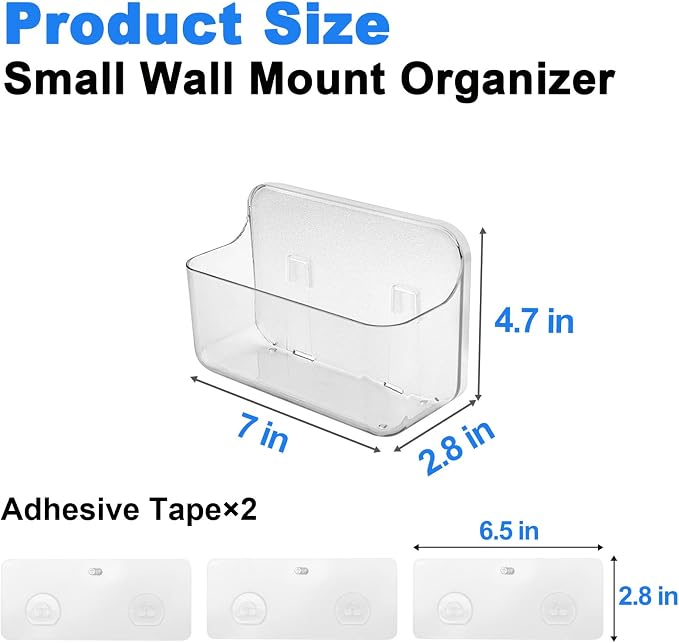 Diesisa Wall Mount Organizer, 2Pc Small Adhesive Cabinet Door Organizer - Image 3