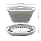 SAMMART 36L (9.5 gallon) Collapsible 3 Handled Plastic Laundry Basket-Foldable Pop Up Storage Container/Organizer-Space Saving Basket (3 handled Oval, Grey/Grey) - Image 2