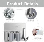 5 Pack Broom and Mop Organizer Wall Hanging, Adhesive Broom Holder, Silver - Image 3