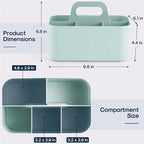 Multiuse Caddy Organizer with Handle, Portable Divided Plastic Tote Bin - Art Craft, Stationary Pen Marker Crayons, Makeup Hair Supplies Storage - Bathroom, Classroom, Dorm, Office, Desk Holder - Mint - Image 5
