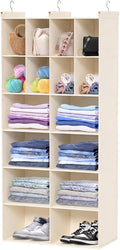 6 Tier Hanging Closet Organizer, 16 Compartments Dual Row Storage, Beige | Closet Organizers and Storage with Large & Small Pockets, 3 Sturdy Hooks Support Heavy Loads, Ideal for Dorm, Garment Rack by Ofiray-home