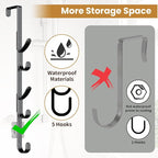 Kaiferty Over the Door Hooks, Metal Door Hooks for Hanging, Over the Door Purse Organizer for Coat Hanger, Back of Shower Door for Hanging Towel Rack Clothes, Hat, Bathroom, Closet (Black-4Packs) - Image 2