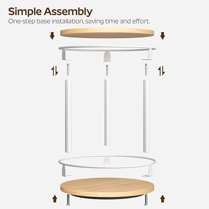 YATINEY Lazy Susan Organizer, Rotating Spice Rack, 2 Tier Spice Turntable Organizer, Industrial Turntable Spice Holder, for Kitchen Countertop, Compact and Versatile, White and Natural SR22WN - Image 5