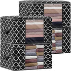 Storage Bags 100L 4Pack Clothes Organization and Storage Containers | Large Blanketfor Bedding, Comforters, Foldable Organizer with Reinforced Handle, Clear Window, Sturdy Zippers, Black by WiseLife