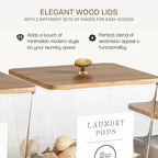 3 Pack Acrylic Laundry Room Organization Containers with Gold & Wood Knobs – Laundry Pods Container & Detergent Organizer Set | Clear Laundry Jars | Scoops & Customizable Labels | Storage Canisters - Image 5