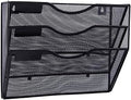 EASEPRES 3 Pocket Mesh Hanging Wall File Organizer, Wall Mounted Mail Paper Document Folder Holder, Clipboard Storage Organization Magazine Rack with Nametag Label for Office Home School, Black by EASEPRES