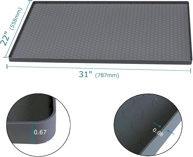 Under Sink Mat 31 x 22 for Kitchen Waterproof, Silicone Under Sink Liner for Kitchen Bathroom Cabinet Organizers and Storage, Easy to Clean Cabinet Mat, Grey - Image 2