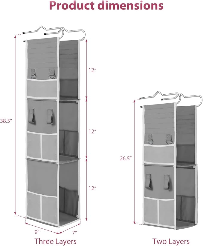 LOVEGRASS 3 Shelf Locker Organizer with Side Pockets, White and Grey - Image 3