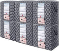 Storage Bags 6 Pack 100L Clothes Organization and Storage Containers | Large Blanket for Comforters,Bedding, Foldable Organizer with Reinforced Handle, Clear Window, Sturdy Zippers, Grey by WiseLife