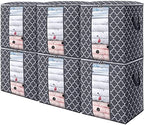 Storage Bags 6 Pack 100L Clothes Organization and Storage Containers | Large Blanket for Comforters,Bedding, Foldable Organizer with Reinforced Handle, Clear Window, Sturdy Zippers, Grey by WiseLife