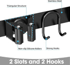 Broom Holder Wall Mount, Stainless Steel Mop and Broom Organizer, Broom Hanger with 2 Slots 2 Hooks for Home Kitchen, Garage, Garden and Laundry Room, Black - Image 5