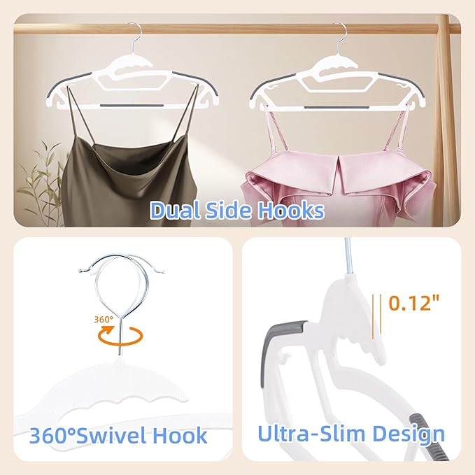 30 Pack White ABS Plastic Clothes Hangers, Non-Slip Slim Hangers - Image 3