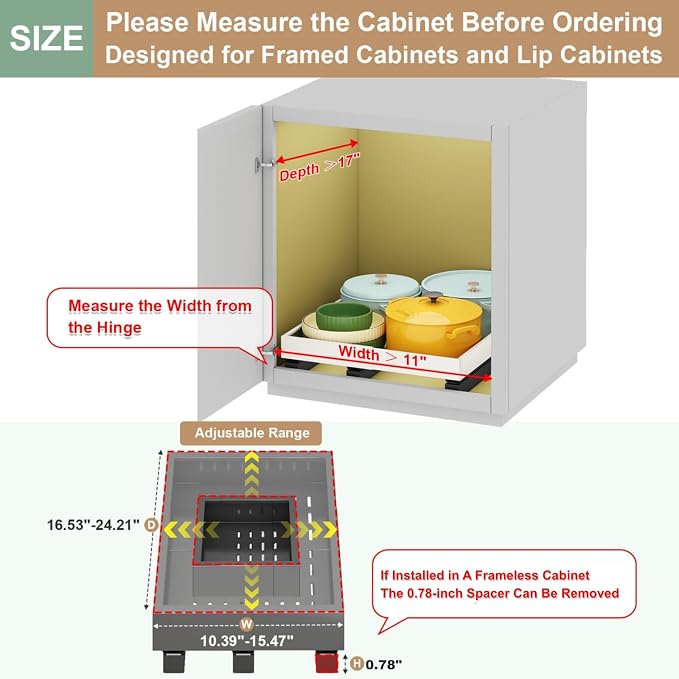 Fokyfok Pull out Cabinet Organizer,11"-16"W,17"-24"D,Expandable,Adhesive - Image 2