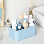 Multiuse Caddy Organizer with Handle, Portable Divided Plastic Tote Bin - Art Craft, Stationary Pen Marker Crayons, Makeup Hair Supplies Storage - Bathroom, Classroom, Dorm, Office, Desk Holder - Blue - Image 4