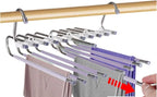 2Pack 9 Layers Foldable Pants Hangers Space Saving Trouser Hanger Multifunctional Trouser Rack Hanger Hanging Hole for Wardrobe Trousers Scarf Jeans (White) - Image 5