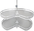 Blind Corner Cabinet Kidney Lazy Susan, Soft Close Rotary Cabinet Organizer 32inch, Corner Cabinet Lazy Susan for Blind Shelf, Adjustable Height, 2 Tiers Tray by Kinchoix