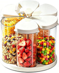 Ankou Rotating Food Storage Containers Set of 6, 23oz (690ml) Clear PET Jars with Dual Pour Lids, 360° Lazy Susan Pantry Organizer for Snacks, Cereal, Nuts, Oats & Dry Foods, Kitchen Grain Dispenser by ANKOU