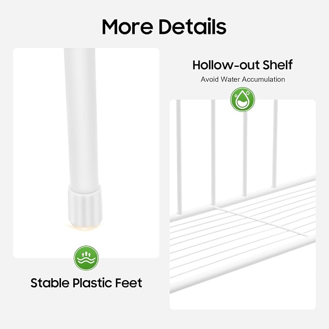 3-Tier Over The Toilet Storage Rack, Space Saver Metal Bathroom Shelves, Freestanding Over Toilet Bathroom Organizer for Bathroom/Living Room (White) - Image 8