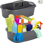TOPZEA 2 Pack Cleaning Supplies Caddy, Large Plastic Cleaning Supply Organizer Bin with Handle, Cleaning Bucket Housekeeping Shower Tote Caddy Under Sink Tool Storage Basket for Dorm, Garden, Bathroom by TOPZEA