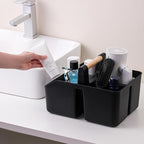 rejomiik Plastic Shower Caddy, Portable Basket with Bamboo Handle, Black - Image 2